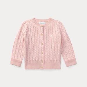 Ralph Lauren Baby Girl Pink Cable Knit Cotton Cardigan